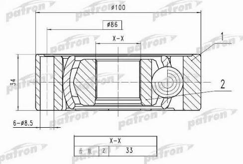 Patron PCV1787 - Шарнирный комплект, ШРУС, приводной вал autosila-amz.com