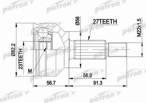 Patron PCV3610 - Шарнирный комплект, ШРУС, приводной вал autosila-amz.com