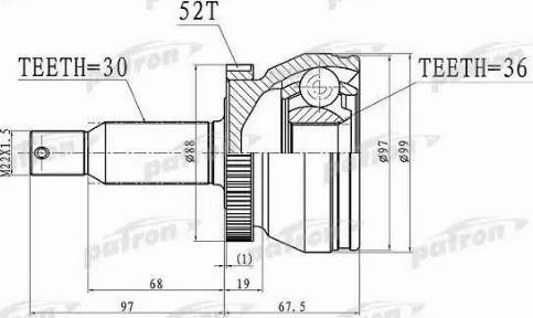 Patron PCV3072 - Шарнирный комплект, ШРУС, приводной вал autosila-amz.com