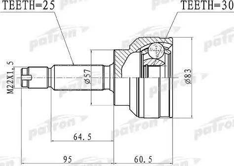 Patron PCV3148 - Шарнирный комплект, ШРУС, приводной вал autosila-amz.com