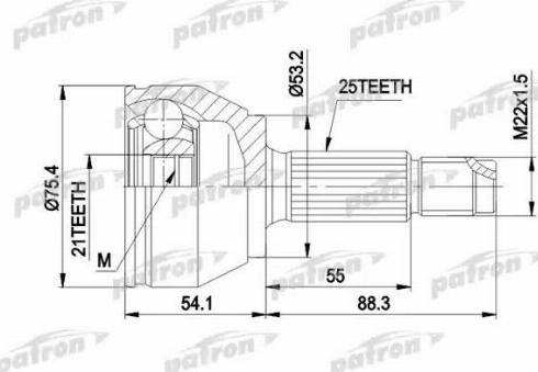 Patron PCV3385 - Шарнирный комплект, ШРУС, приводной вал autosila-amz.com