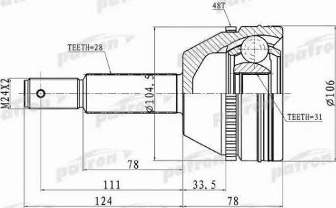 Patron PCV3237 - Шарнирный комплект, ШРУС, приводной вал autosila-amz.com