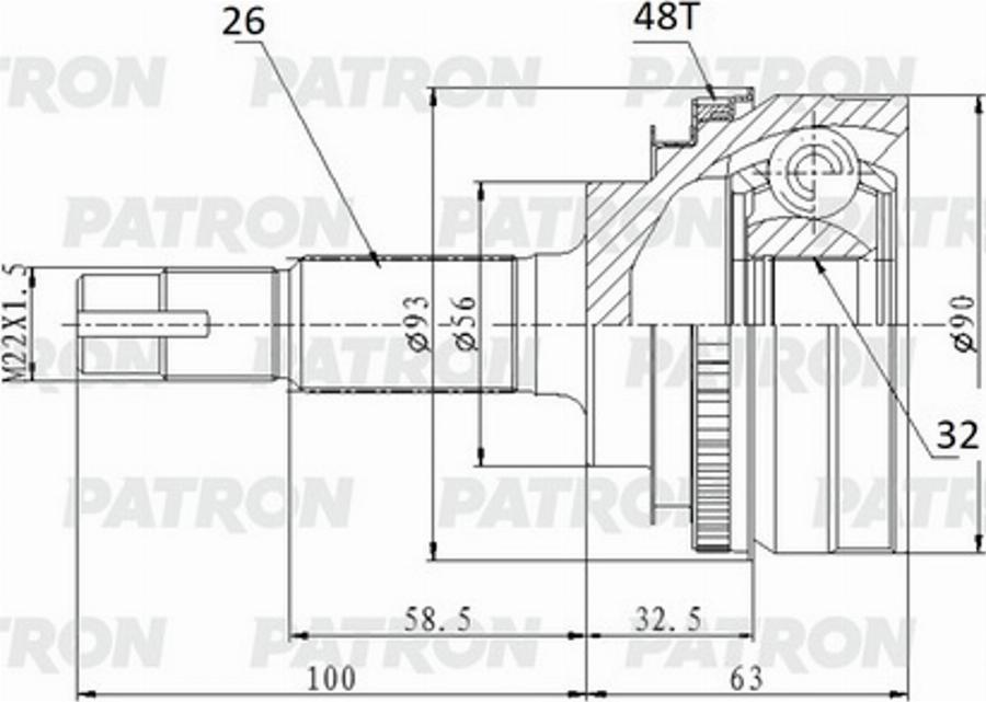 Patron PCV2159 - Шарнирный комплект, ШРУС, приводной вал autosila-amz.com