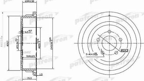 Patron PDR1482 - Тормозной барабан autosila-amz.com