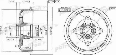 Patron PDR1054 - Тормозной барабан autosila-amz.com