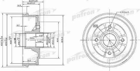 Patron PDR1146 - Тормозной барабан autosila-amz.com