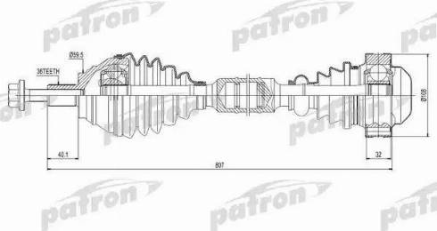 Patron PDS0416 - Приводной вал autosila-amz.com