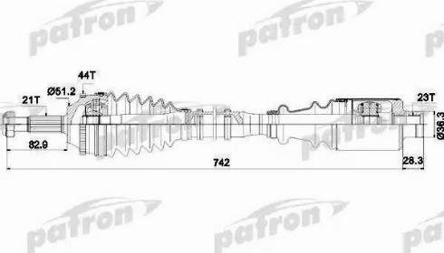 Patron PDS1116 - Приводной вал autosila-amz.com