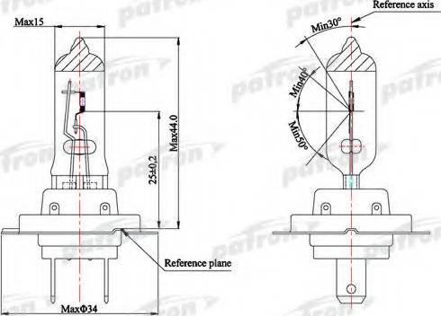 Patron PLH7-12/55 - Лампа накаливания, фара с автоматической системой стабилизации autosila-amz.com