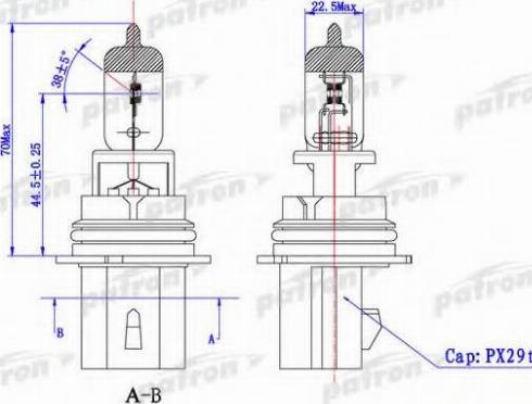 Patron PLHB5-65/55 - Лампа накаливания, фара дальнего света autosila-amz.com