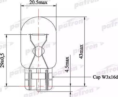 Patron PLW21W - Лампа накаливания, дополнительный фонарь сигнала торможения autosila-amz.com