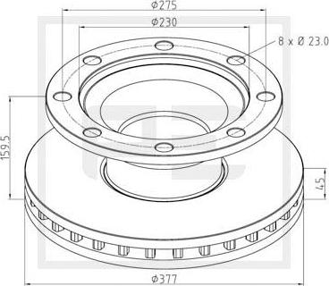 PE Automotive 046.374-00A - Тормозной диск autosila-amz.com