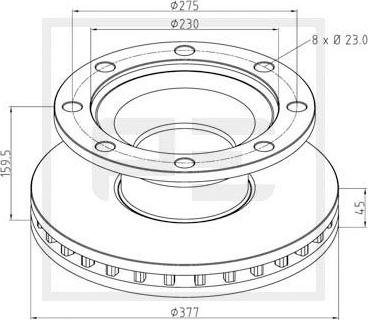 PE Automotive 046.375-00A - Тормозной диск autosila-amz.com