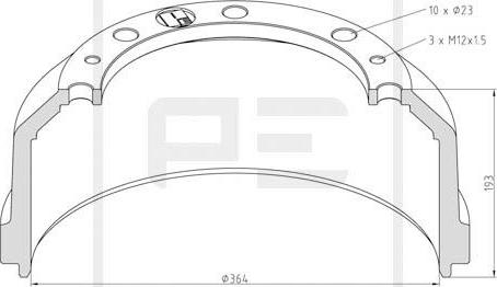 PE Automotive 016.466-00A - Тормозной барабан autosila-amz.com