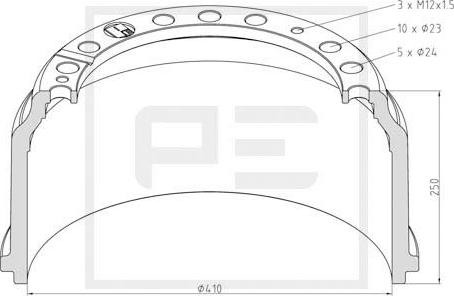 PE Automotive 016.400-00A - Тормозной барабан autosila-amz.com