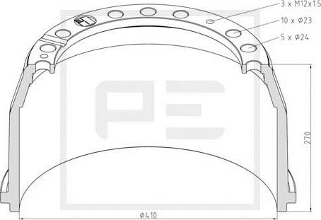 PE Automotive 016.401-00A - Тормозной барабан autosila-amz.com