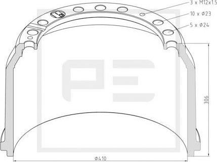 PE Automotive 016.403-00A - Тормозной барабан autosila-amz.com