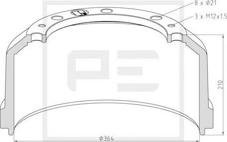 PE Automotive 016.472-00A - Тормозной барабан autosila-amz.com