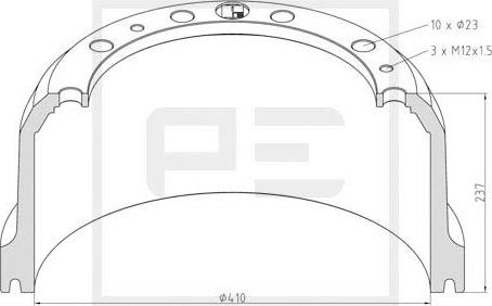 PE Automotive 016.502-00A - Тормозной барабан autosila-amz.com