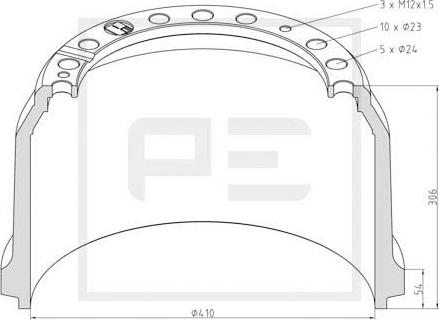 PE Automotive 016.525-00A - Тормозной барабан autosila-amz.com