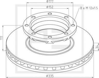 PE Automotive 016.664-00A - Тормозной диск autosila-amz.com