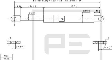 PE Automotive 010.446-00A - амортизатор для сдвижной крыши! 700N\Universal autosila-amz.com