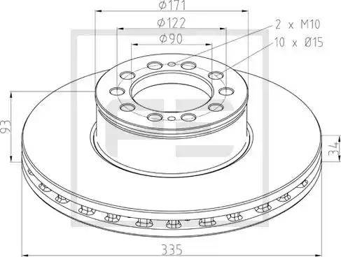 PE Automotive 036.145-00A - Тормозной диск autosila-amz.com