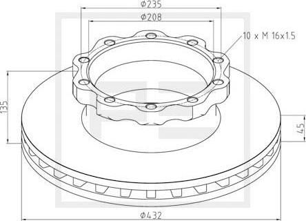 PE Automotive 036.119-00A - Тормозной диск autosila-amz.com