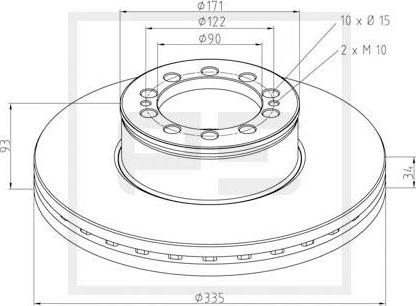 PE Automotive 036.126-00A - Тормозной диск autosila-amz.com