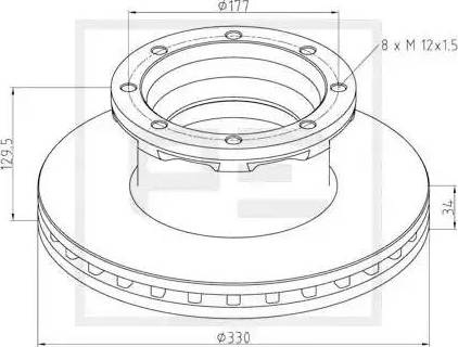 PE Automotive 036.123-00A - Тормозной диск autosila-amz.com