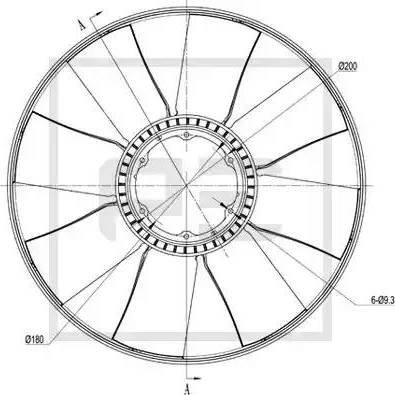 PE Automotive 020.219-00A - Крыльчатка вентилятора, охлаждение двигателя autosila-amz.com