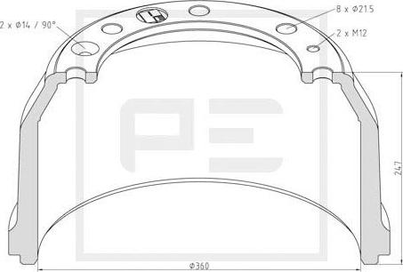 PE Automotive 146.089-00A - Тормозной барабан autosila-amz.com