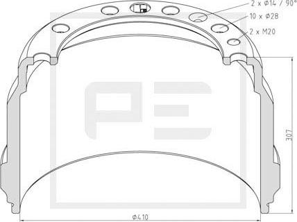 PE Automotive 146.073-00A - Тормозной барабан autosila-amz.com