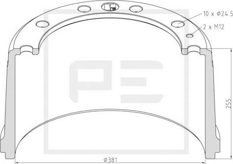 PE Automotive 146.113-00A - Тормозной барабан autosila-amz.com