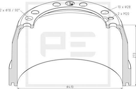 PE Automotive 146.132-00A - Тормозной барабан autosila-amz.com