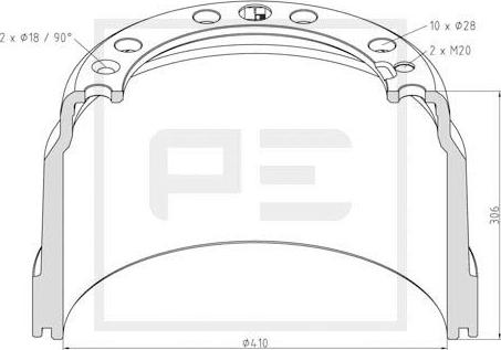 PE Automotive 146.137-00A - Тормозной барабан autosila-amz.com