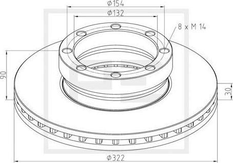 PE Automotive 146.200-00A - Тормозной диск autosila-amz.com