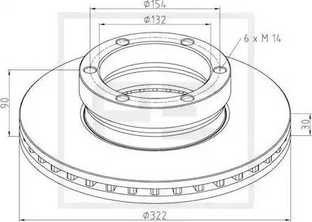 PE Automotive 146.201-00A - Тормозной диск autosila-amz.com