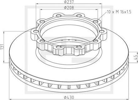 PE Automotive 126.100-00A - Тормозной диск autosila-amz.com