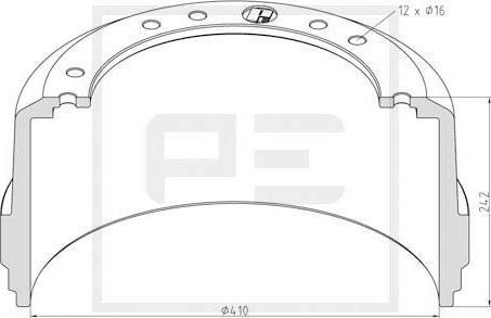 PE Automotive 346.100-00A - Тормозной барабан autosila-amz.com