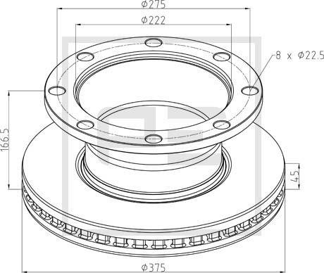 PE Automotive 256.052-00A - Тормозной диск autosila-amz.com