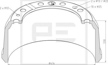 PE Automotive 256.000-00A - Тормозной барабан autosila-amz.com