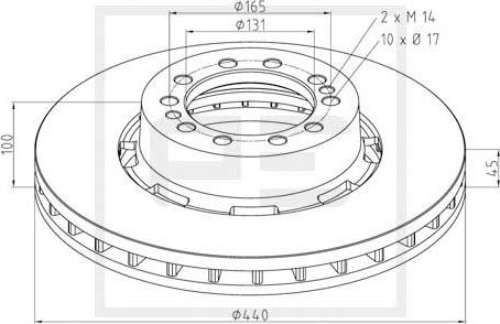 PE Automotive 256.007-00A - Тормозной диск autosila-amz.com