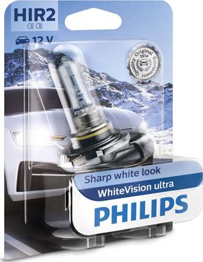 PHILIPS 9012WVUB1 - HIR2 12V- 55W (PX22d) (абсолютно белый свет+60% вид.) WhiteVision ultra блистер (1шт.) autosila-amz.com