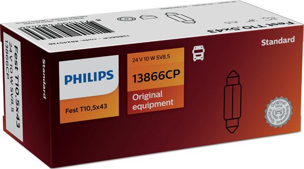 PHILIPS 13866CP - Лампа Philips 24-10 Вт. T10.5x43 в виде предохранителя L=43 mm., SV8.5 салонная 13866CP/48245728 Гер autosila-amz.com