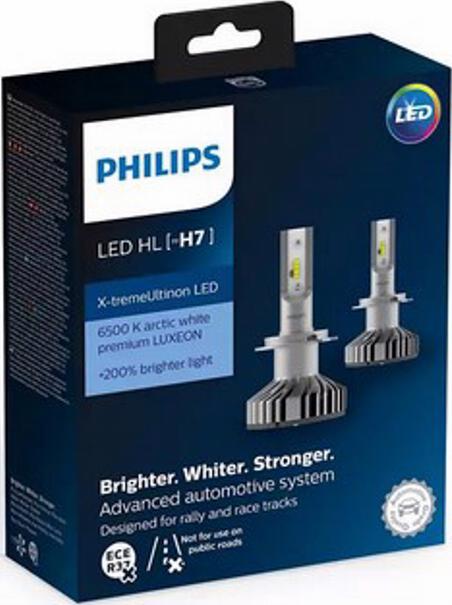 PHILIPS 12985BWX2 - Лампа H7 12V25W PHILIPS LED X-treme Ultinon (до 6500K) (2шт) евробокс PX26d autosila-amz.com
