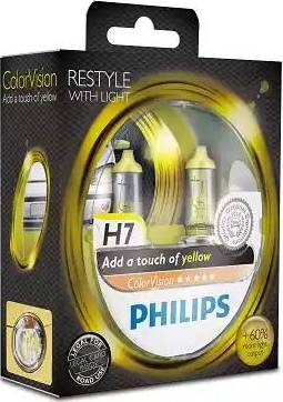 PHILIPS 12972CVPYS2 - Лампа Philips 12-55 Вт. H7 ColorVision Yellow галогеновая жёлтая, комплект 2 шт. (PX26d) 12972CVPYS2 autosila-amz.com