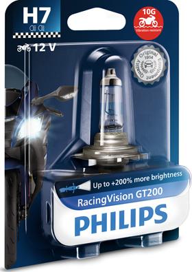 PHILIPS 12972RGTBW - Лампа галогенная H7 12V 55W RacingVision GT200 moto блистер 1шт autosila-amz.com