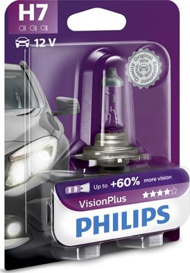 PHILIPS 12972VPB1 - Лампа автомобильная H7 12V- 55W (PX26d) Vision Plus блистер (1шт.) (Philips) autosila-amz.com