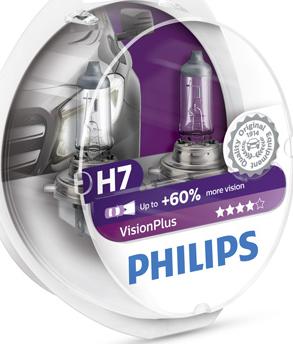 PHILIPS 12972VPS2 - Лампа 12V головного света H7 VisionPlus (пласт.упак.компл.2 лампы) autosila-amz.com